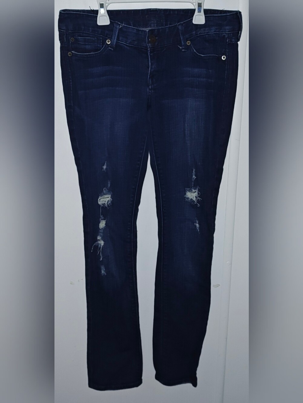 Women's Express Brand Dark Blue Lowrise Distressed Jeans
